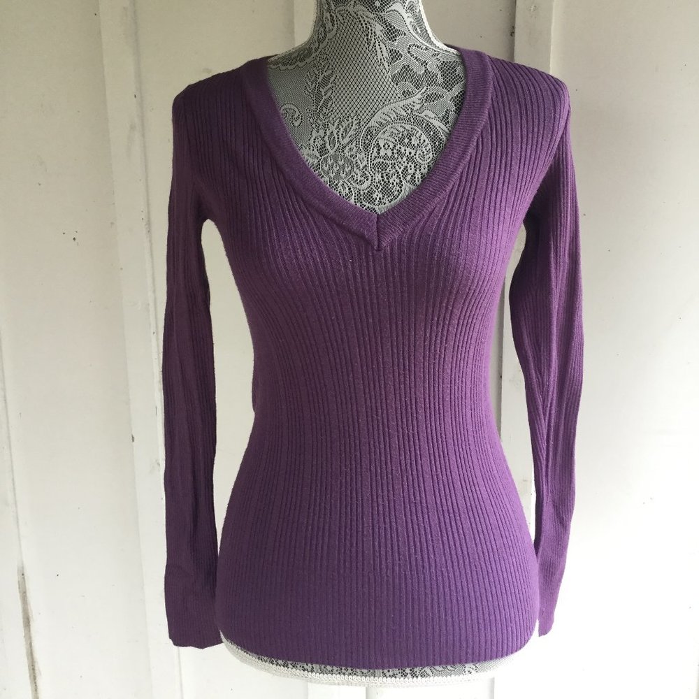 Wet Seal Purple V Neck Long Sleeved Shirt